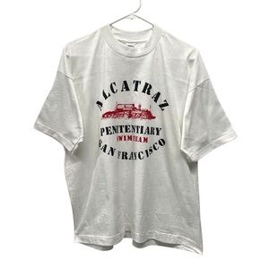 Vintage 90s Alcatraz Penitentiary Swim Team White Parody T-Shirt // XL
